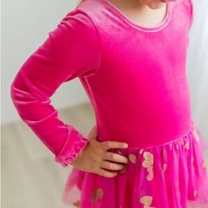 Farrah Velvet Leotard in Rosey Romance 5T Runs small EUC